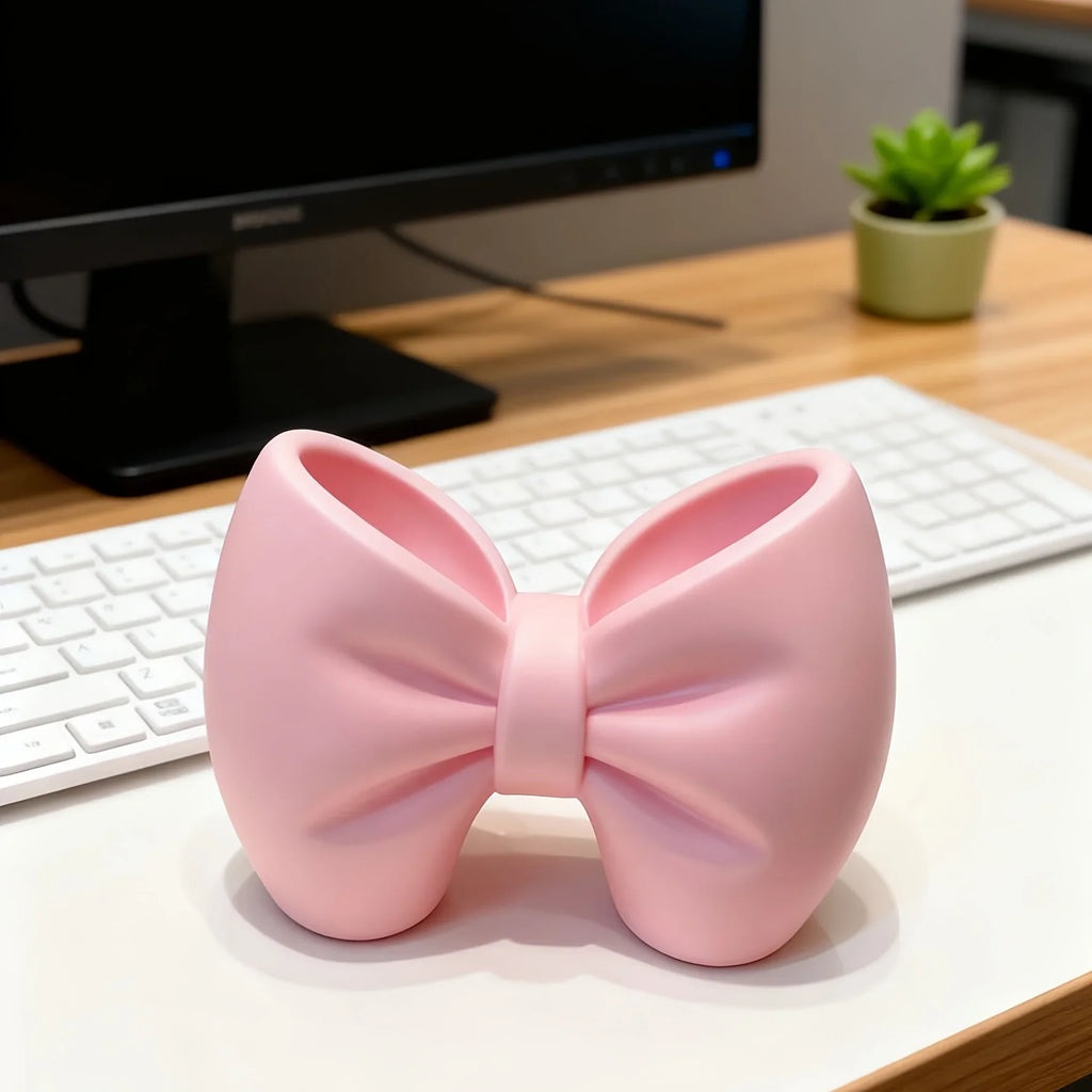 Creative Bow Toothbrush & Pen Holder – Freestanding Organizer