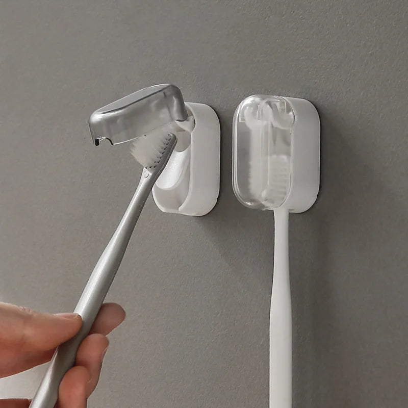 Dust-proof Toothbrush Holder Cover Bathroom Wall Hanging Punch-free