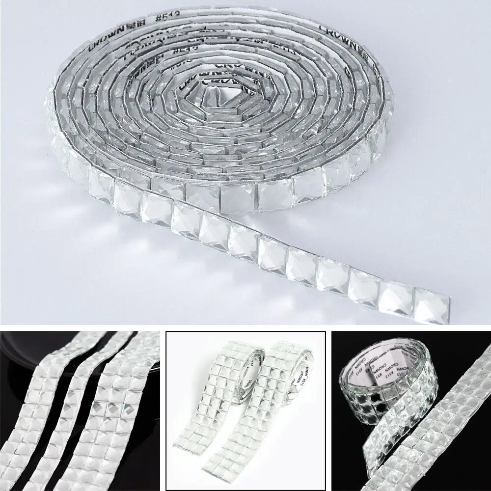 Self-adhesive Crystal Diamond Glass Wall Sticker Mirror Mosaic Tiles