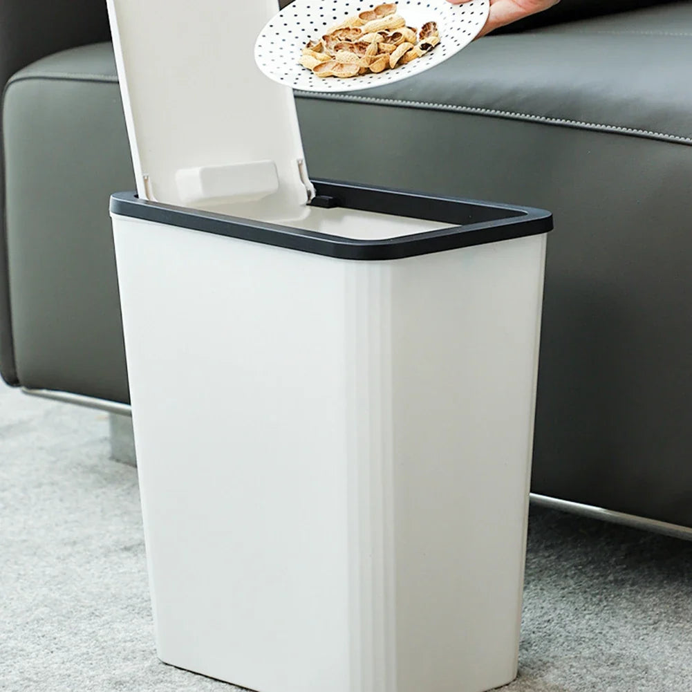 Stylish Household Trash Can Press Lid Bathroom Kitchen Living Room