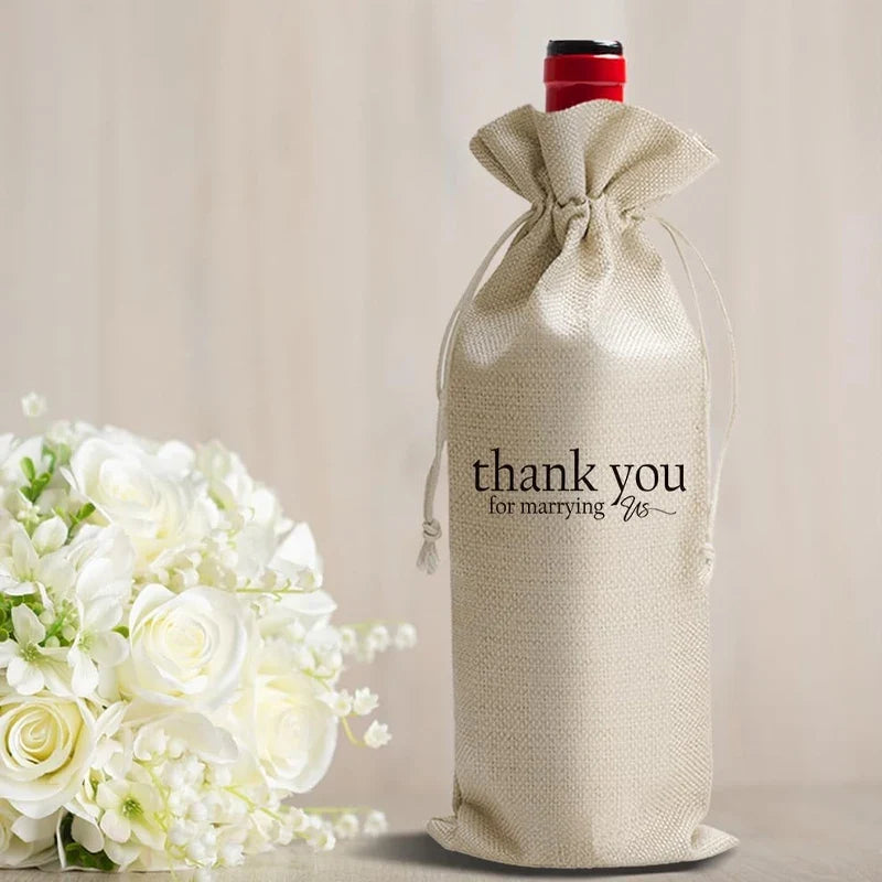 Thank You for Marrying Us Drawstring Wine Bag | Wedding Gift