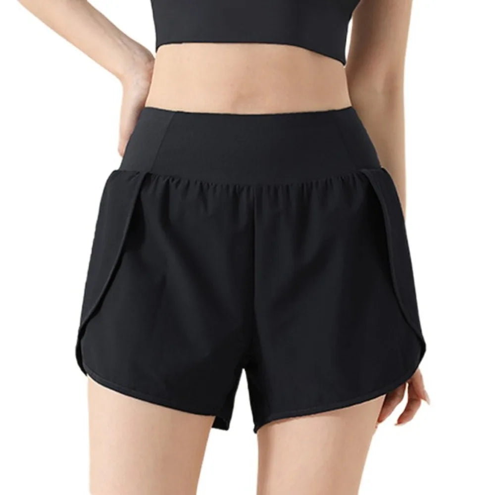 Women's 2-in-1 Yoga Shorts – Anti-Glare, Side Pockets, Breathable