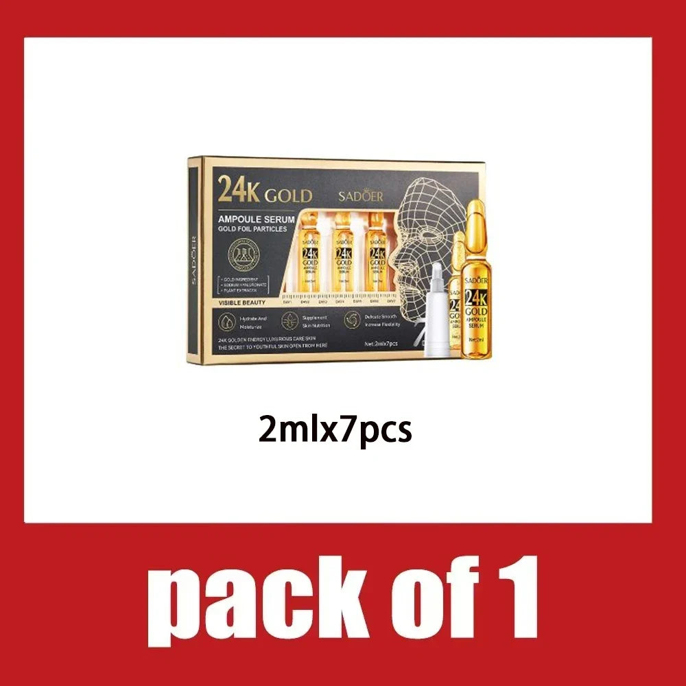 Korean 24K Gold Hyaluronic Acid & Vitamin C Serum – 7 Ampoules