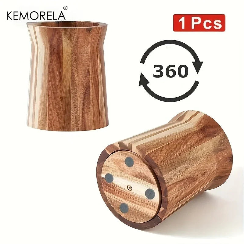 KEMORELA 360° Rotating Wooden Utensil Holder & Caddy