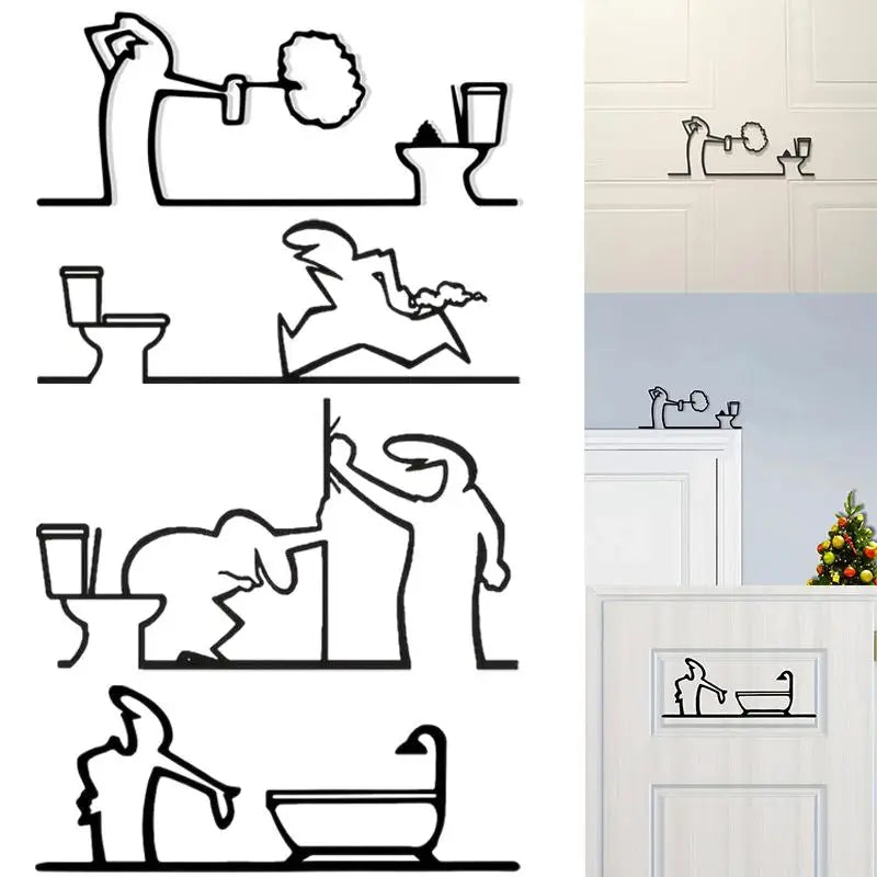 Minimalist Metal Bathroom Sign – Toilet & Shower Wall Decor