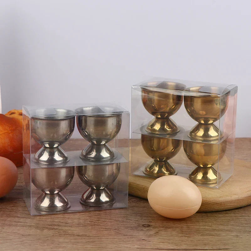 4-Piece Stainless Steel Egg Cups Set – Boiled Egg Stand Holder