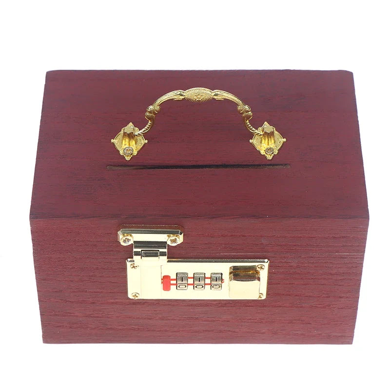 Wooden Password Lock Piggy Bank – Coin & Money Savings Box