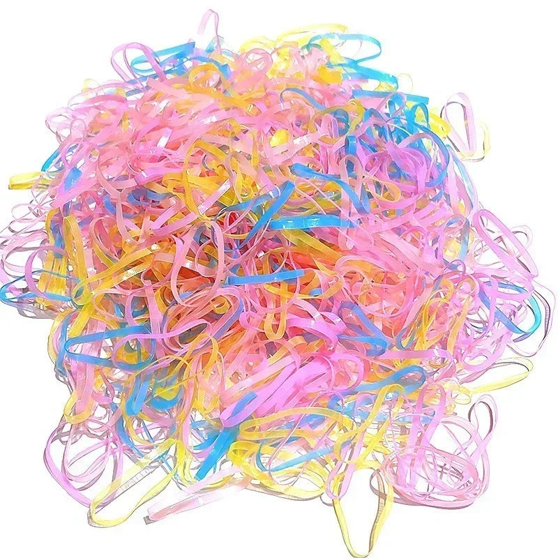 1000pcs Colorful Disposable Rubber Hair Bands – 10 Packs