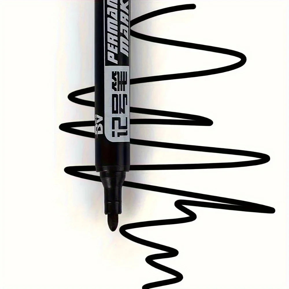 5 Waterproof Permanent Markers Large Capacity Black Ink Oil-based