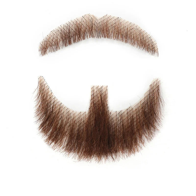 Black Human Hair Fake Beard & Mustache – Lace Invisible Cosplay