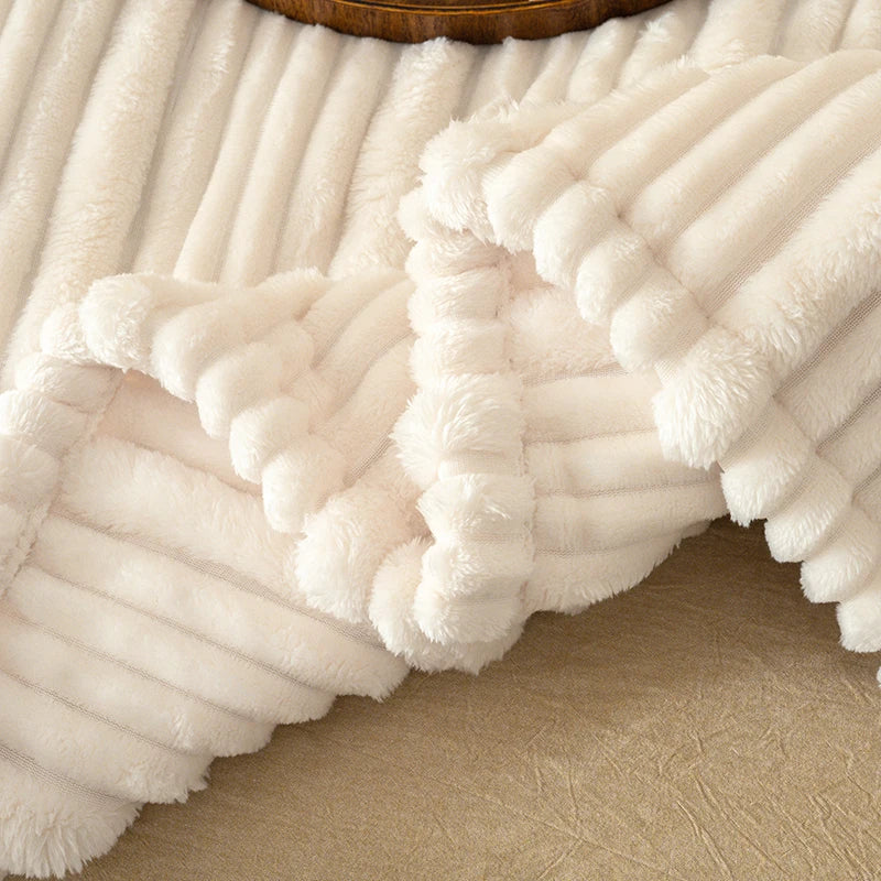Ribbed Flannel Fleece Throw Blanket – Super Soft All Season