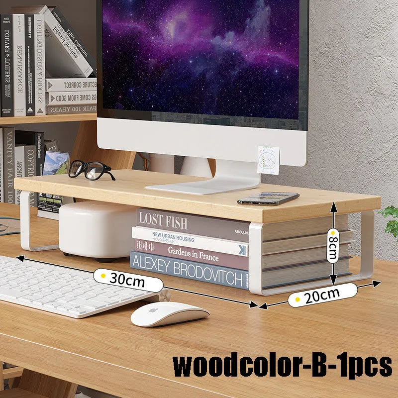 Monitor Stand & Desk Organizer – Iron Storage Shelf Riser