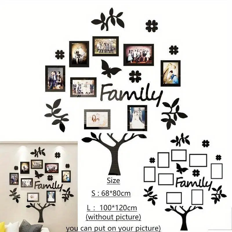 3D Tree Wall Sticker with Acrylic Photo Frames | Home Decor