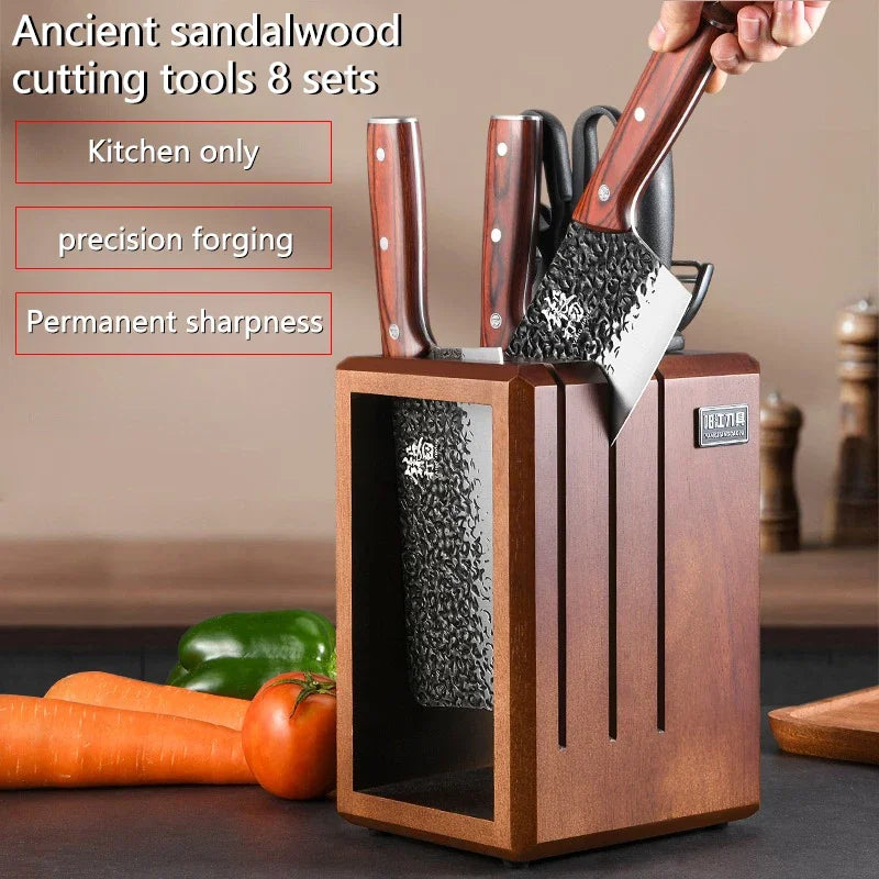 PLYS 8-Piece Sandalwood Chef Knife Set – Forged Stainless Steel