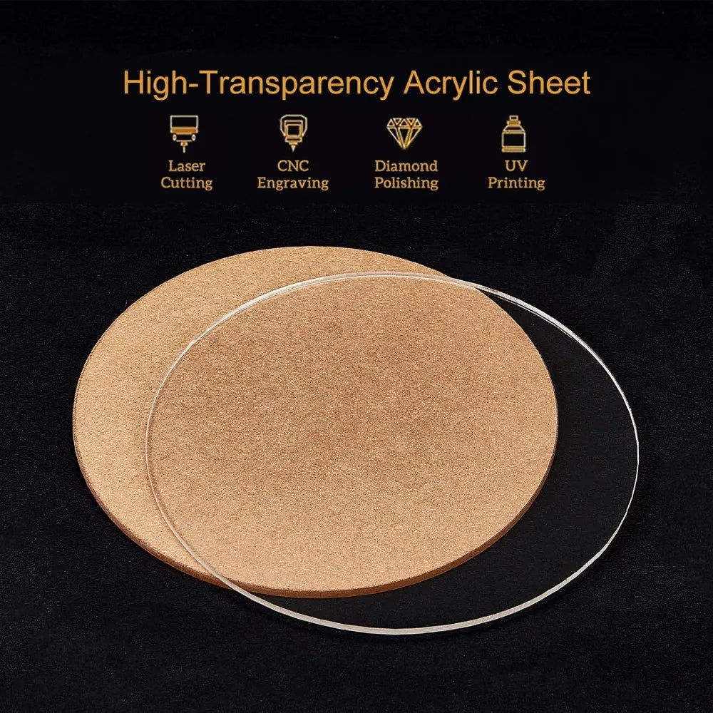 2-Pack 7" Clear Round Acrylic Discs – 3mm DIY Circle Sheets