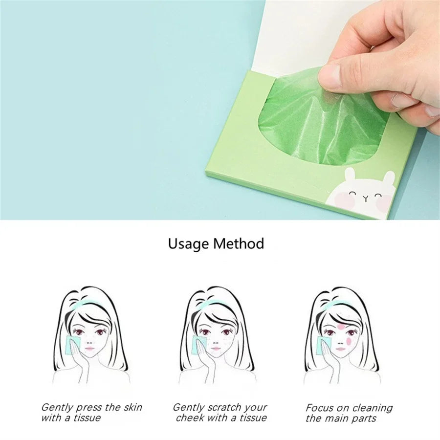 Oil Blotting Sheets 100pcs – Green Tea, Rose & Bamboo Charcoal
