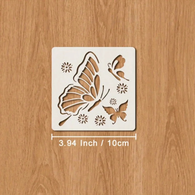 Bview Art 9-Piece Floral Butterfly Painting Stencils Reusable DIY