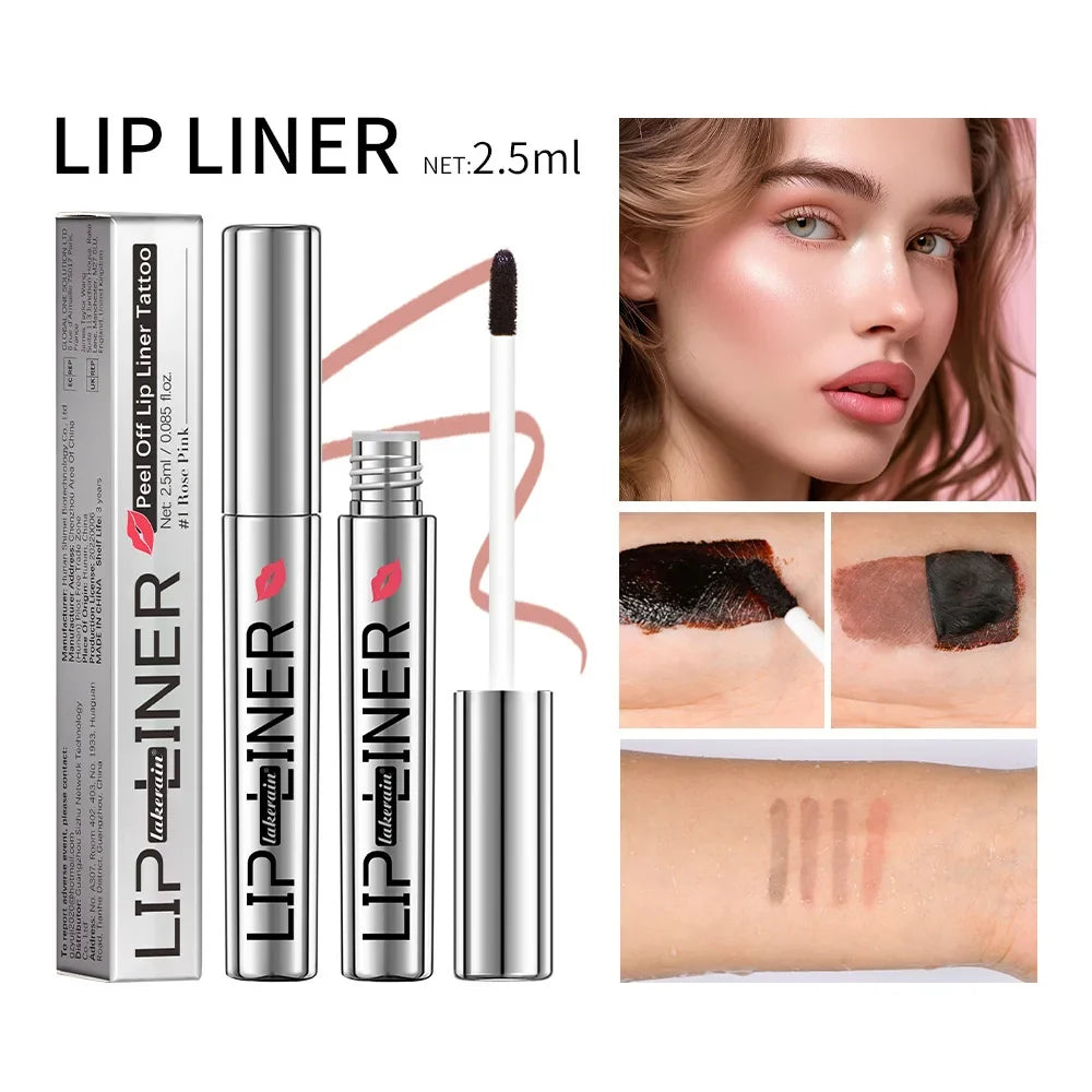 Peel Off Tattoo Lip Liner – Waterproof Matte Lip Stain, 4 Colors