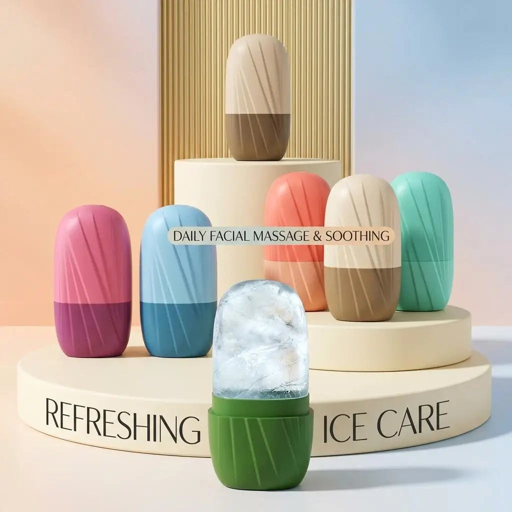 Face Ice Roller & Silicone Ice Tray – Reusable Cooling Massager