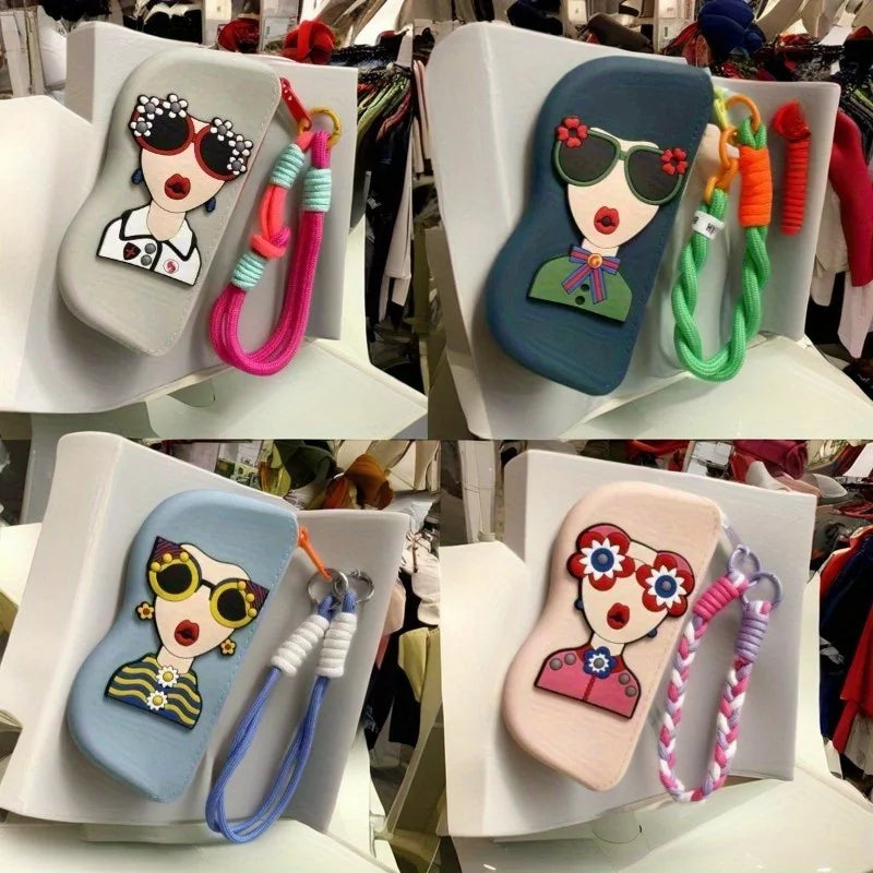 Silicone Eyewear Case Women Vibrant Lanyard Portable Glasses Pouch