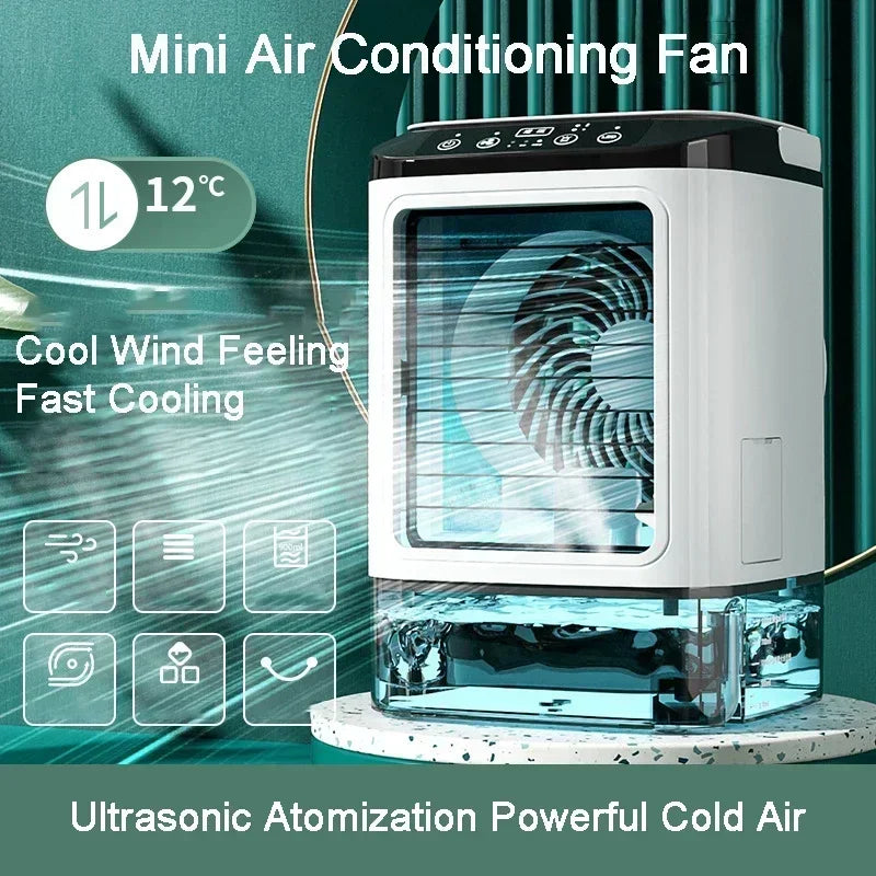 Portable Desktop Air Cooler Fan – Dual Spray & Night Light