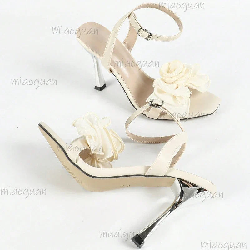 Women's Floral Peep Toe Stiletto Sandals – Party Heeled Pumps
