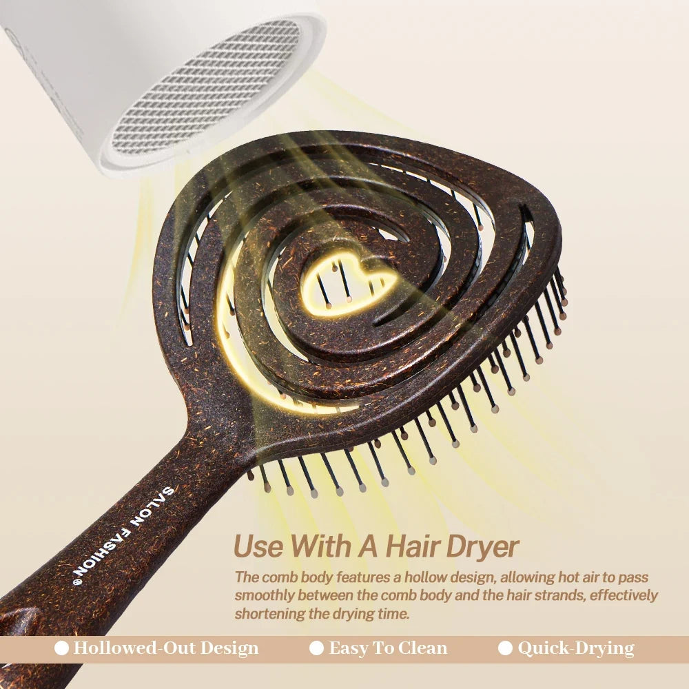 Hollow Detangling Hair Comb – Scalp Massage, Wet & Dry Use