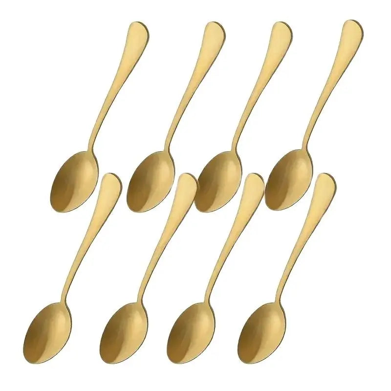 8-Piece Gold Stainless Steel Coffee & Tea Spoons Set