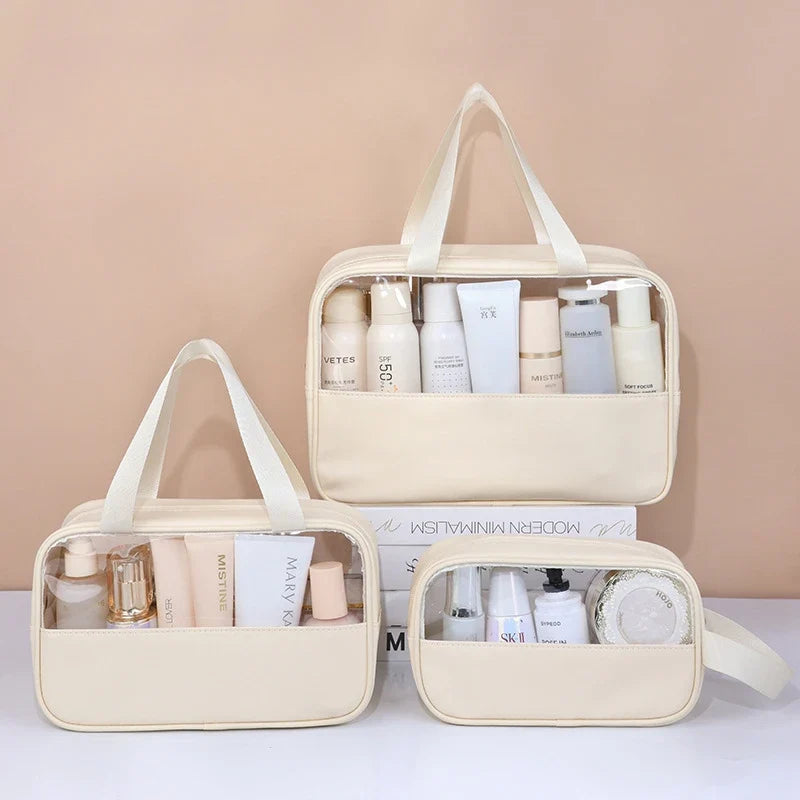 Portable Travel Cosmetic Bag Women Transparent Makeup Large-capacity