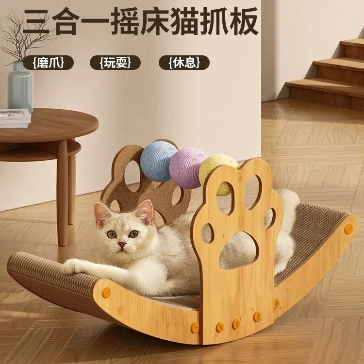 Pet Cat Scratching Board Boat Shaker Ball Grinding Claw Rest Furniture