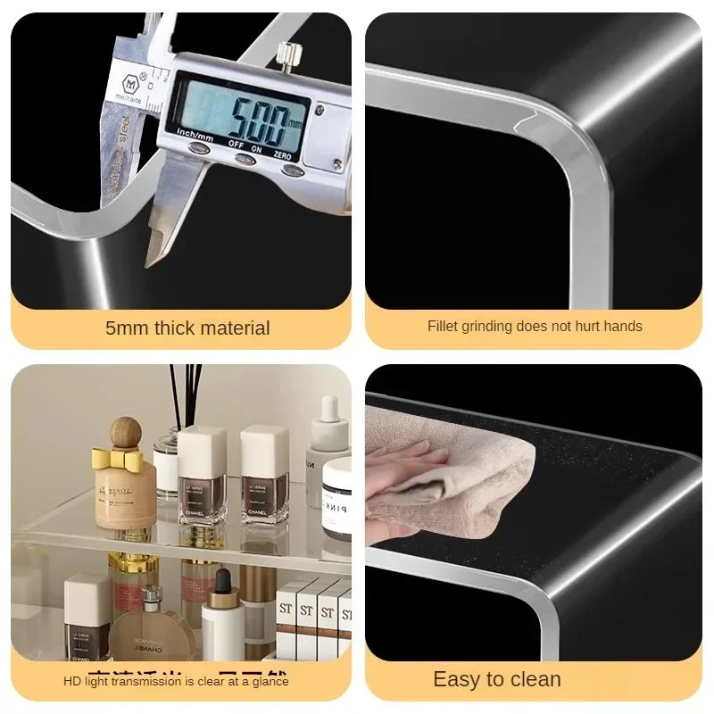 Acrylic U-Shape Desktop Storage Rack | Cosmetics & Shelf Organizer