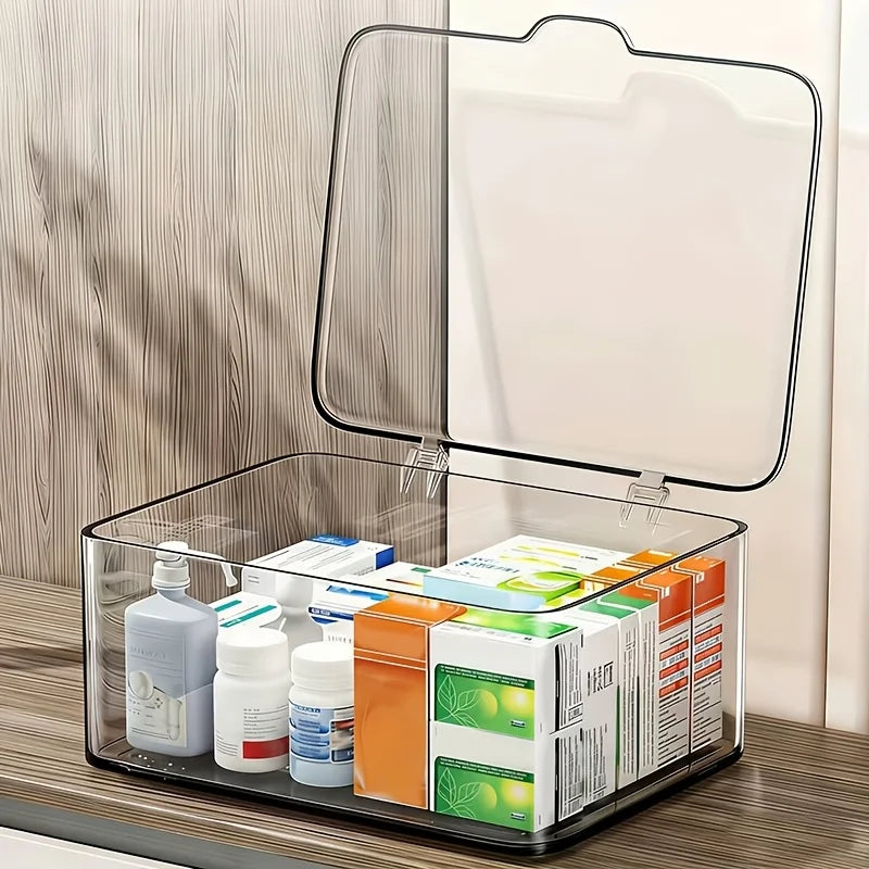 Flip Storage Box Large Capacity Transparent Organizer Medicine
