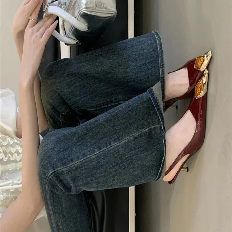 Women's Crystal High Heel Pumps – Pointed Toe Slip-On Party Shoes