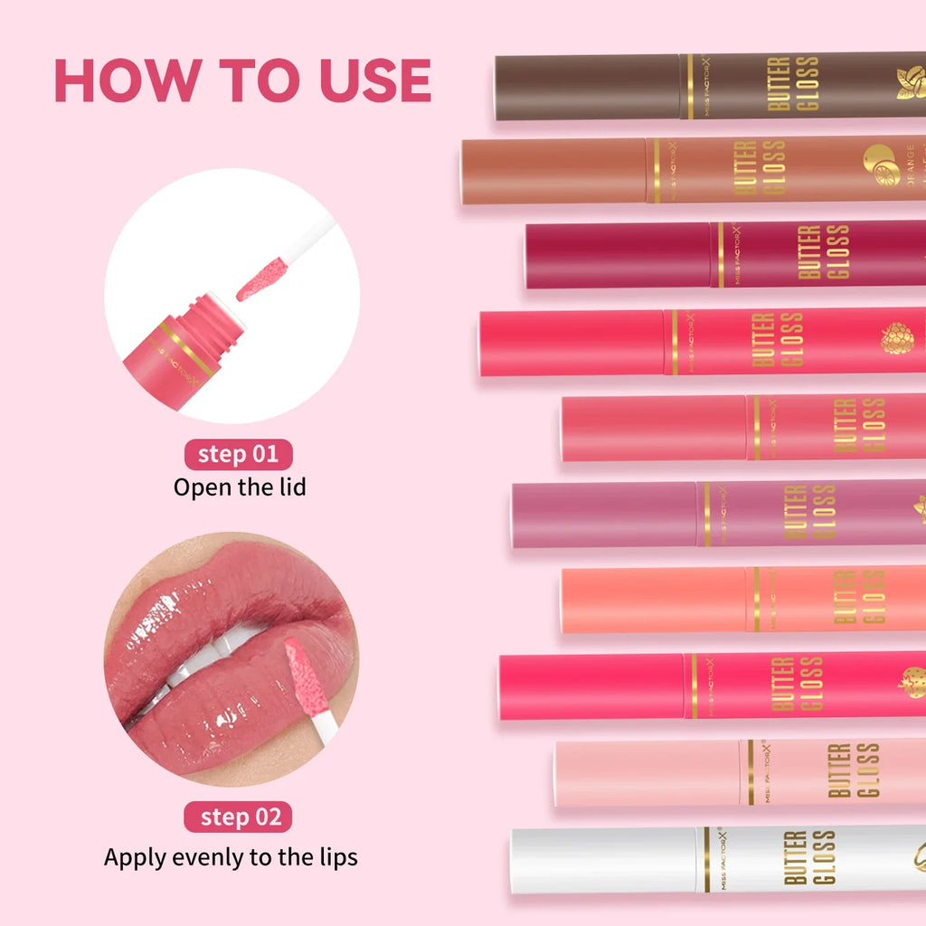 MISS FACTORX 10-Pack Water Gloss Lip Oil – Hydrating & Plumping