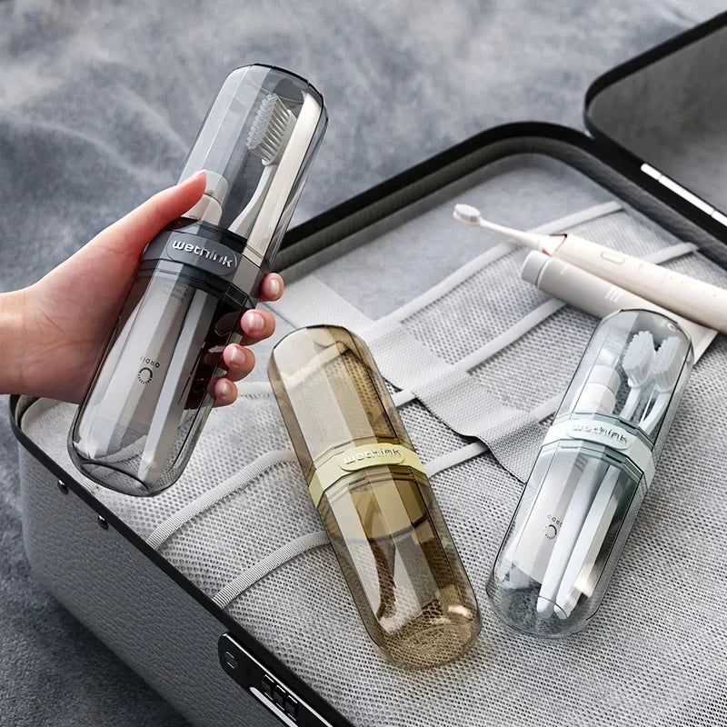 Portable Clear Toothbrush Travel Case Hard Shell All-in-one Organizer