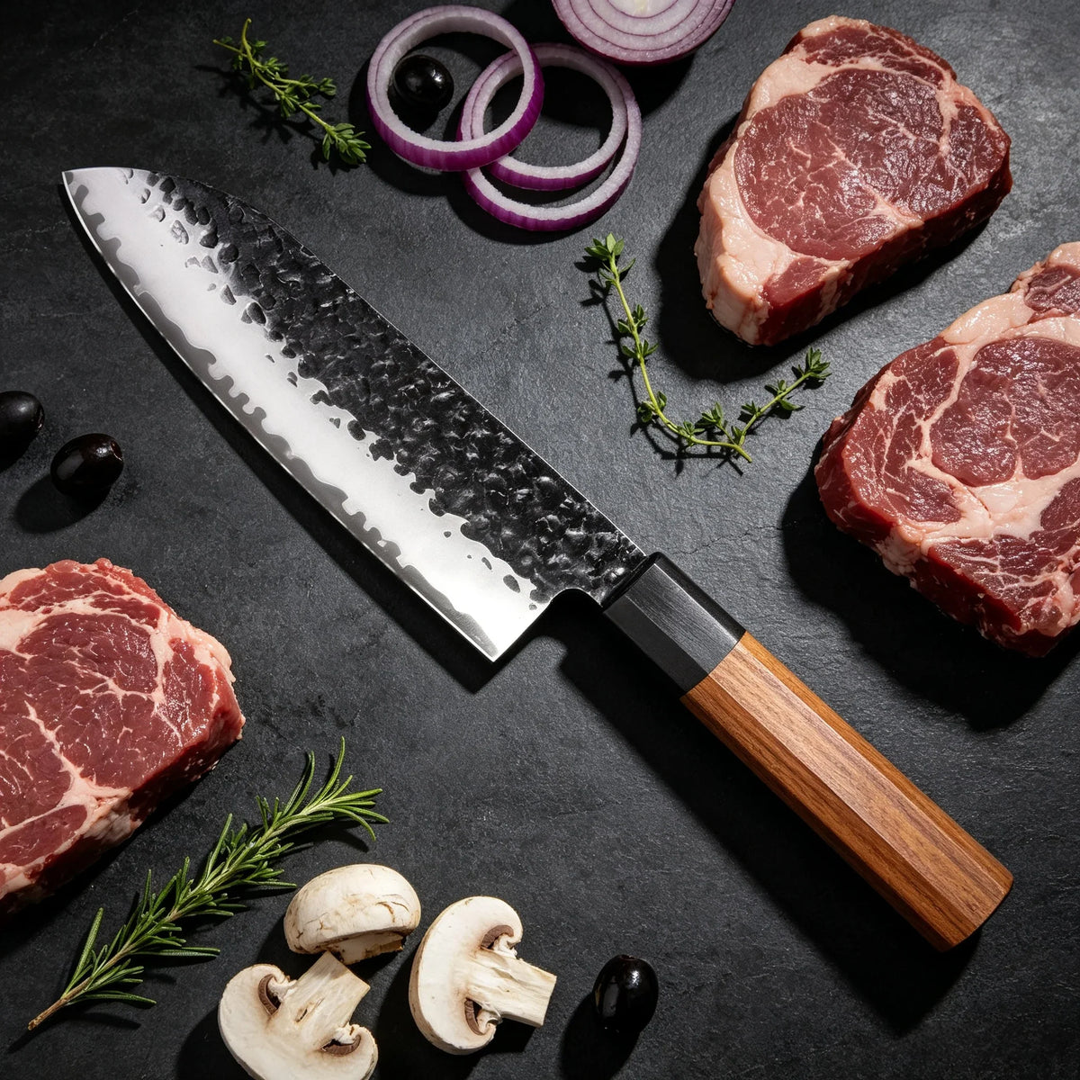 Hand Forged Japanese Santoku Knife – Sharp Stainless Chef Knife