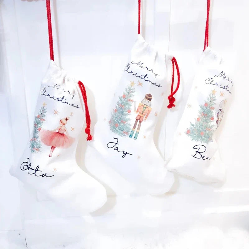 Personalised Christmas Gift Sack | Santa & Nutcracker Design