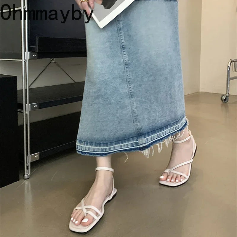 Women's Gladiator Flat Sandals – Open Toe Narrow Band Buckle