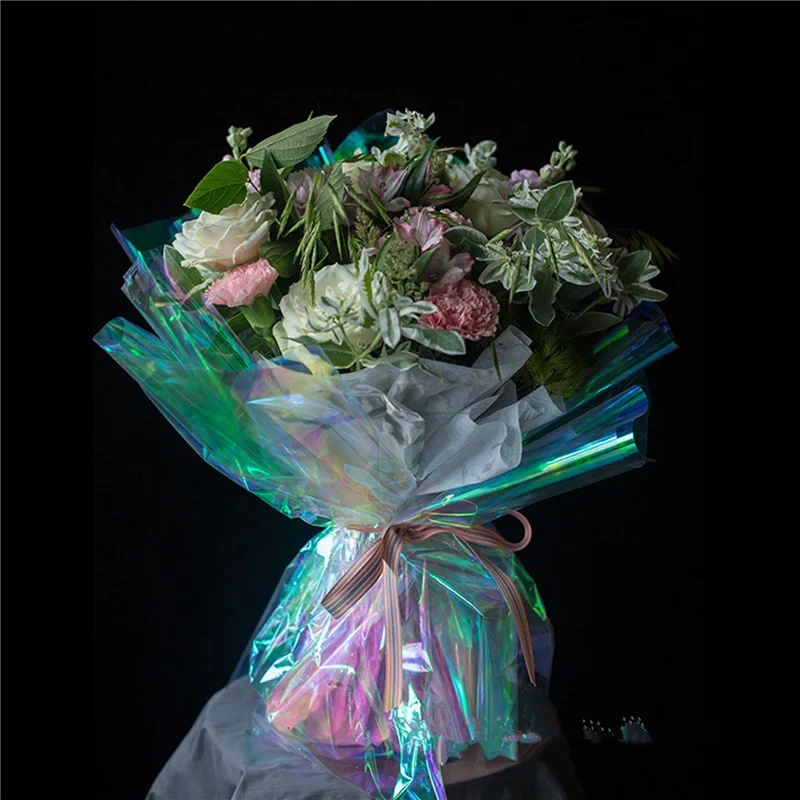 A36T-60 X Cellophane Wrap Paper Iridescent Film Rainbow Flower