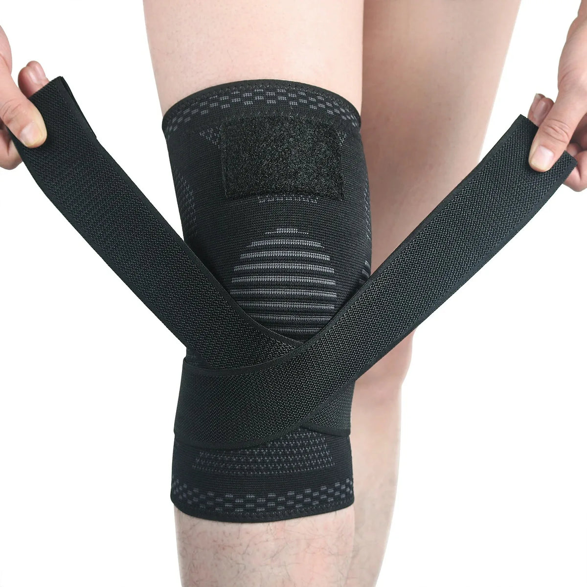 Compression Knee Sleeve with Bandage for Sports & Fitness
