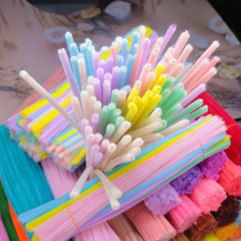 Macaron Fluffy Pipe Cleaners – Thick Plush DIY Craft Twist Sticks