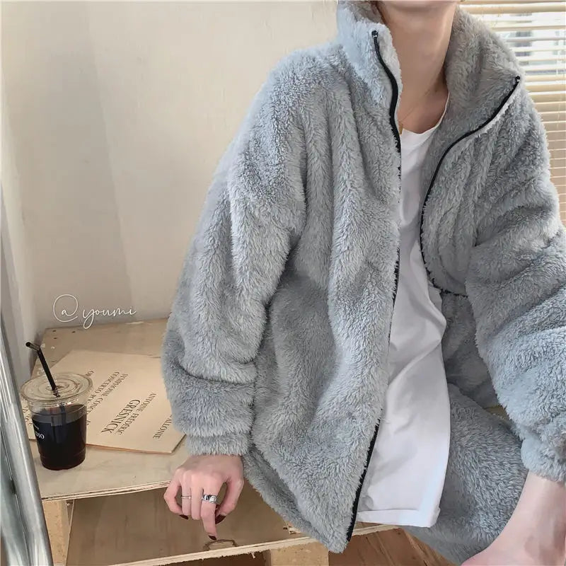 Women's Winter Fleece Pajama Set – Zip-Up Turtleneck Sleepwear
