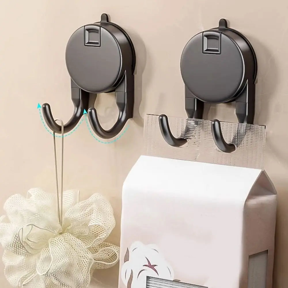 2-Pack Suction Cup Double Hooks – Waterproof Kitchen Storage