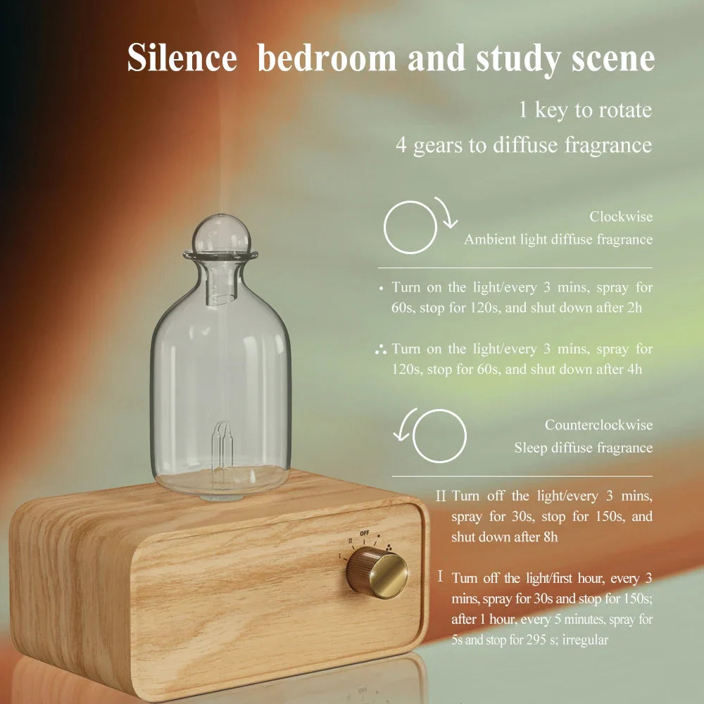 Waterless Essential Oil Diffuser | Wood & Glass Scent Machine