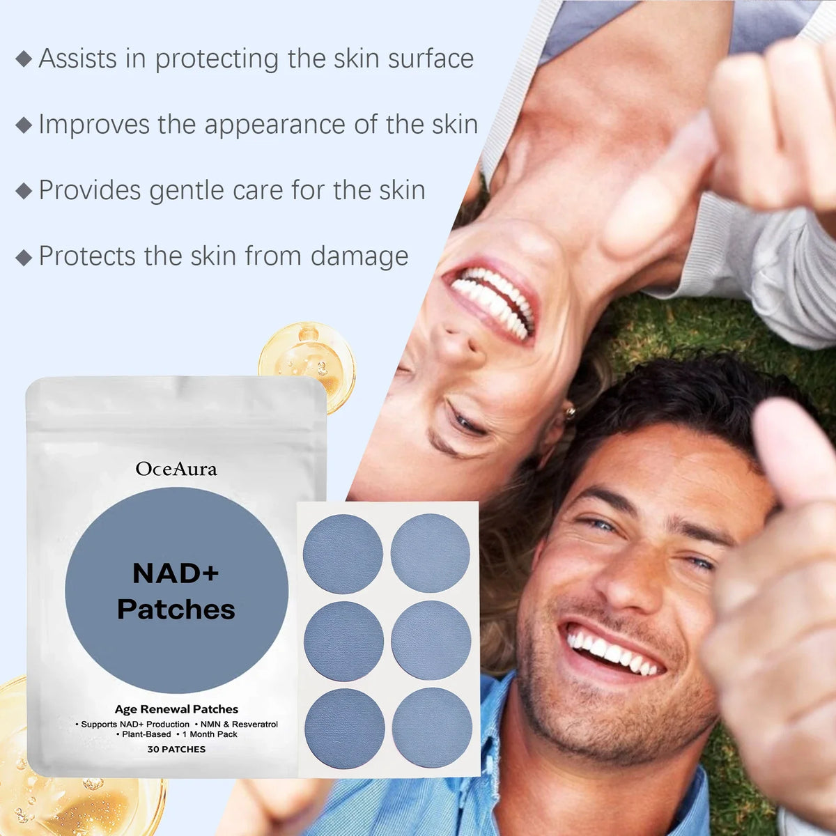 OceAura NAD+ Hydrating Body Patches | 30pc Moisturizing Skin Care