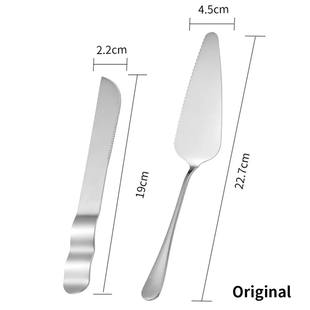 8-Pc Rose Gold Stainless Steel Wedding Cake Knife Set