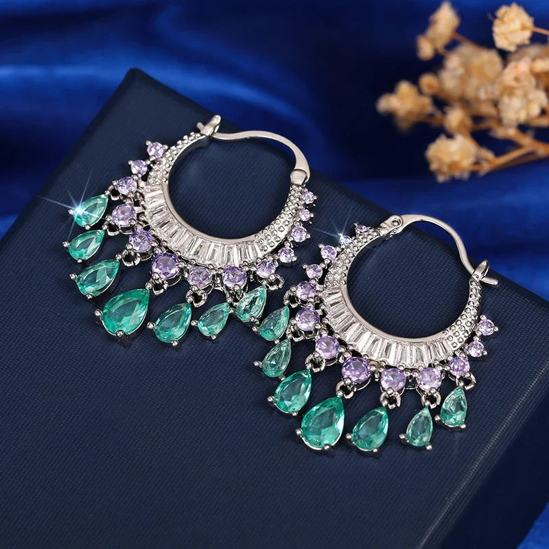 Huitan CZ Tassel Drop Earrings – Women's Fashion Jewelry