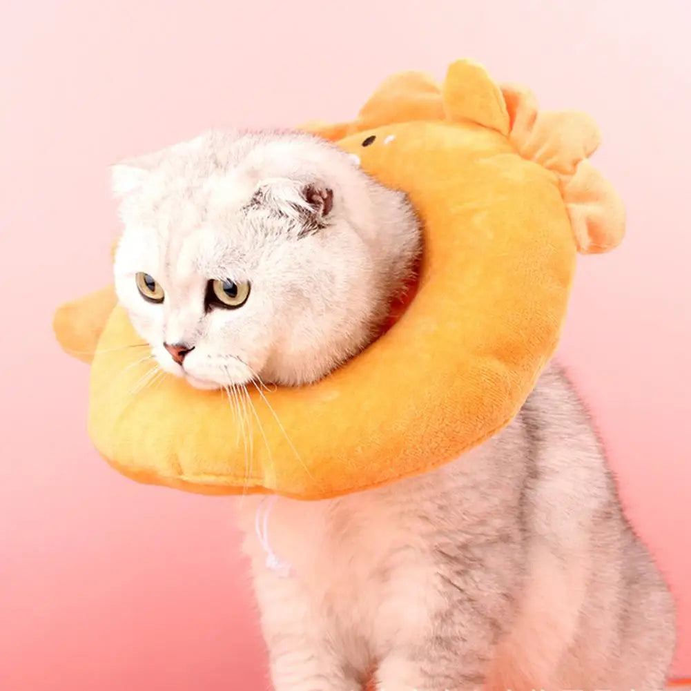 Soft Plush Pet Recovery Collar | Fun Crab & Lion Design