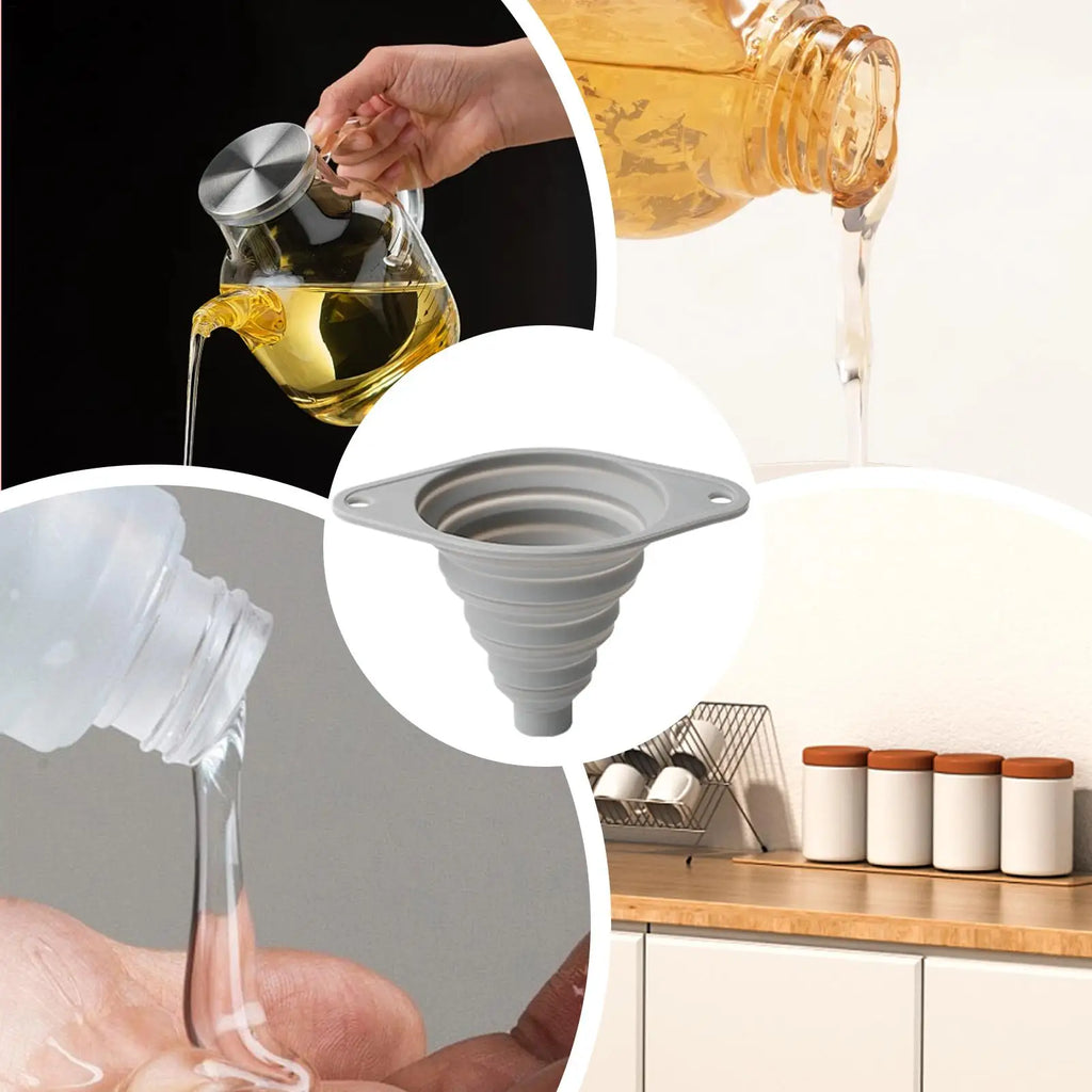 Small Kitchen Funnel Folding Filler Filling Bottles Silicone Funnels