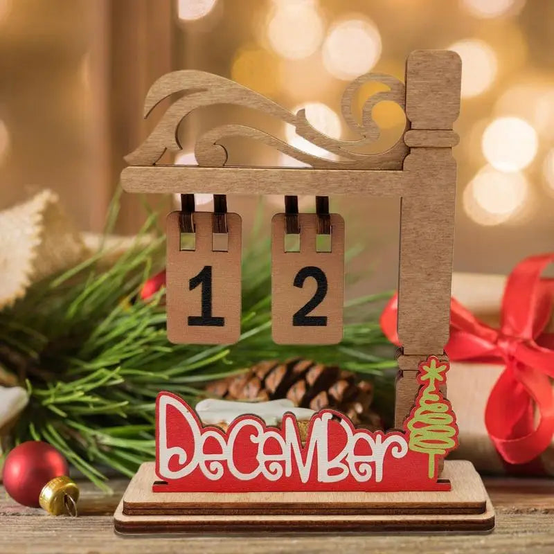Wooden Christmas Advent Calendar | Reusable Desktop Decor